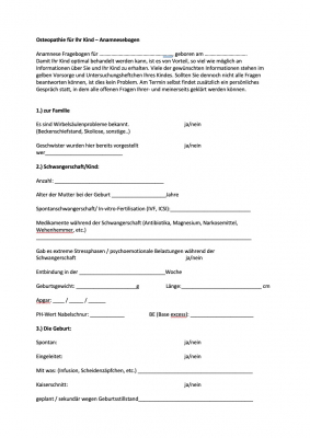 Fragebogen Kinder und Säuglinge